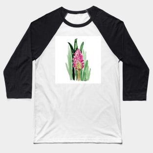 Watercolor pink hyacinth with leaves Baseball T-Shirt